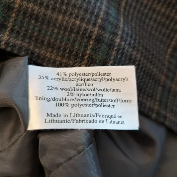 Plaid Wool Blend Laura Ashley Sleeveless Dress Fully Lined Pockets UK 16 - Picture 8 of 11